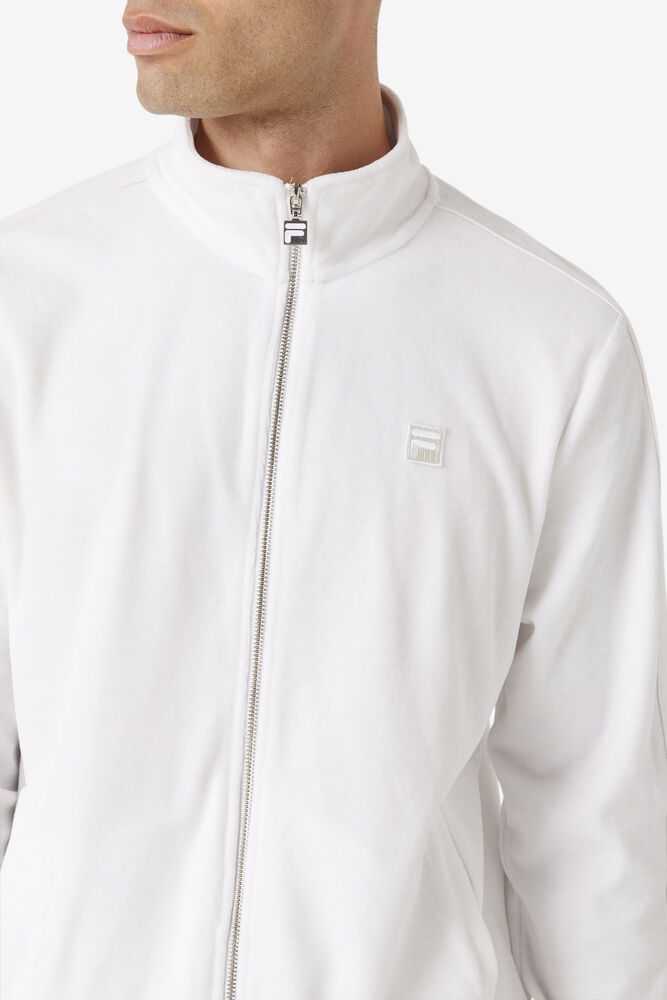 White Men's FILA Deverall Velour Jacket | USA-694738