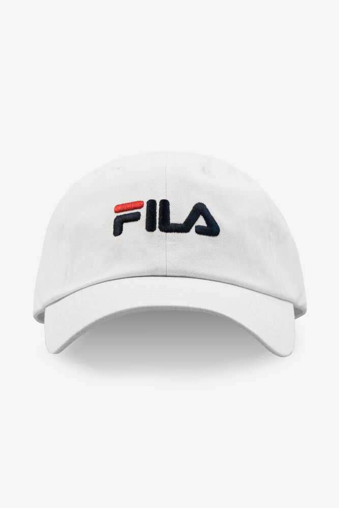 White Men's FILA Embroidered Baseball Cap | USA-16149