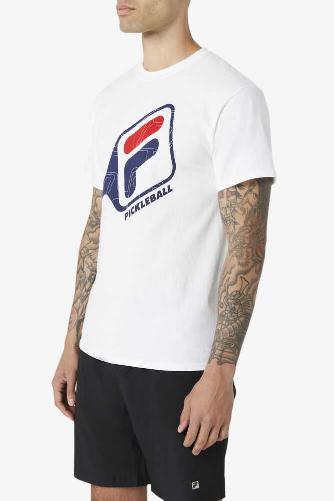 White Men's FILA Pickleball Paddle T-shirts | USA-16096