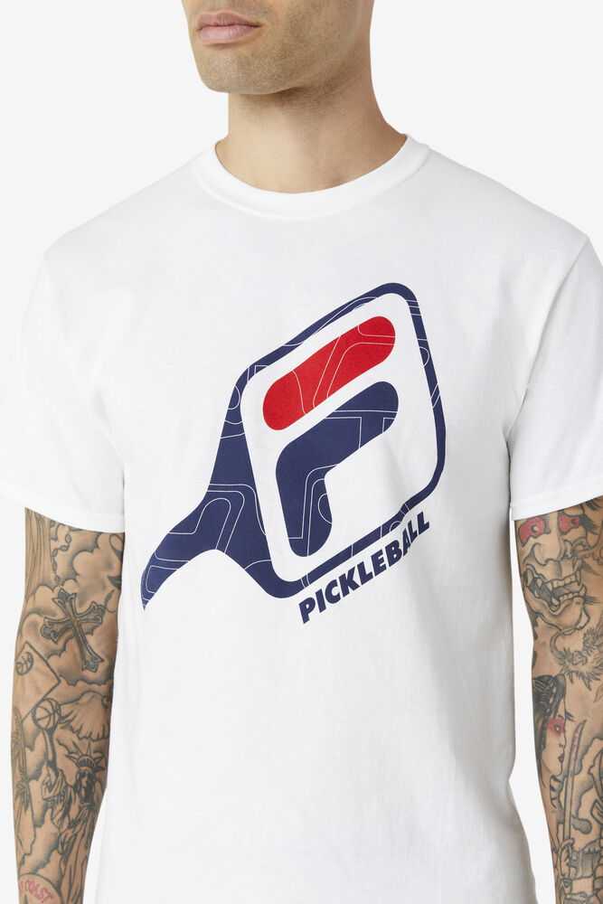 White Men's FILA Pickleball Paddle T-shirts | USA-16096