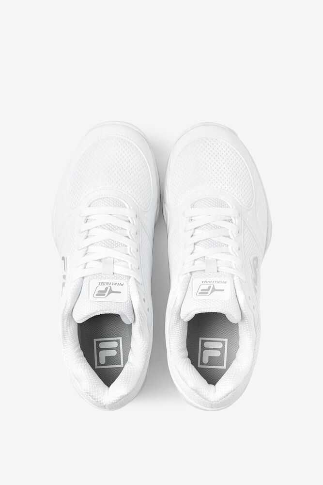 White Metal Silver White Men's FILA Volley Zone Pickleball Shoes | USA-16106