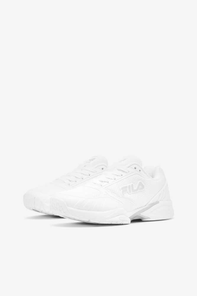 White Metal Silver White Women's FILA Volley Zone Pickleball Shoes | USA-15325