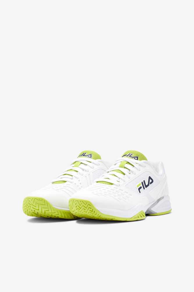 White Navy Light Green Women's FILA Axilus 2 Energized Tennis Shoes | USA-15236