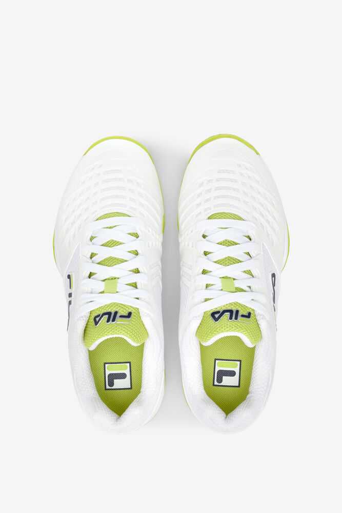 White Navy Light Green Women's FILA Axilus 2 Energized Tennis Shoes | USA-15236