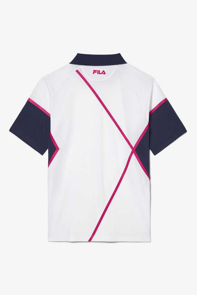 White Navy Men's FILA Bevans Tennis Polo | USA-16065