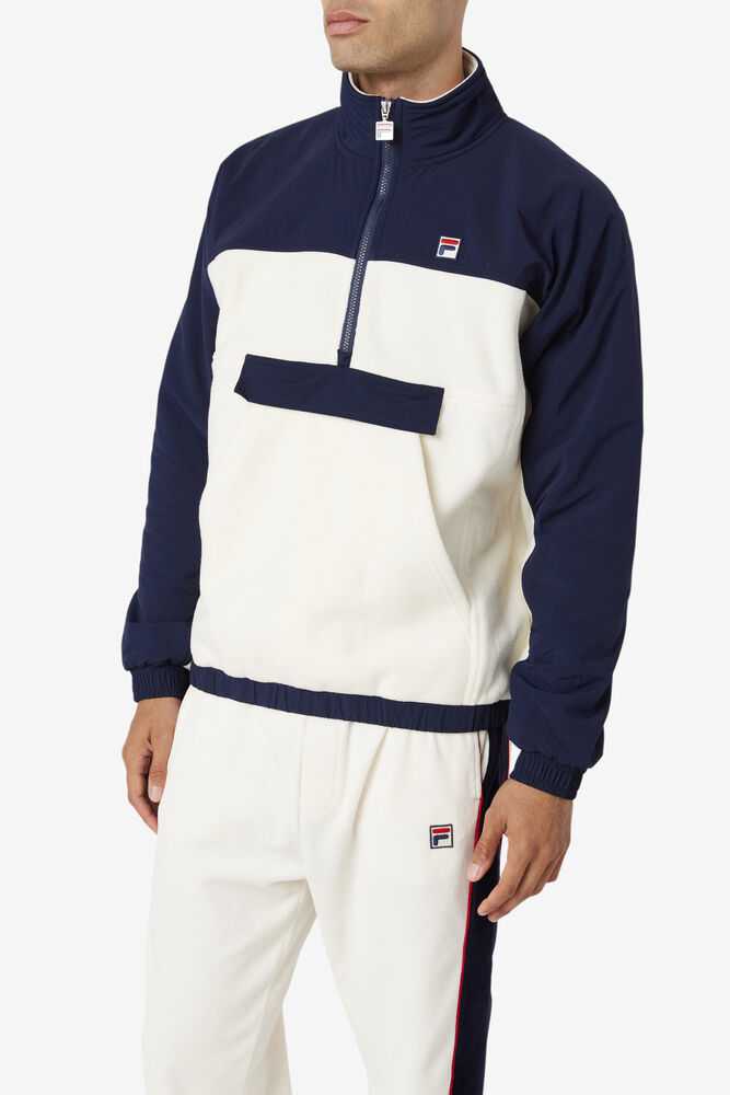 White Navy Men's FILA Erick Pullover | USA-187406