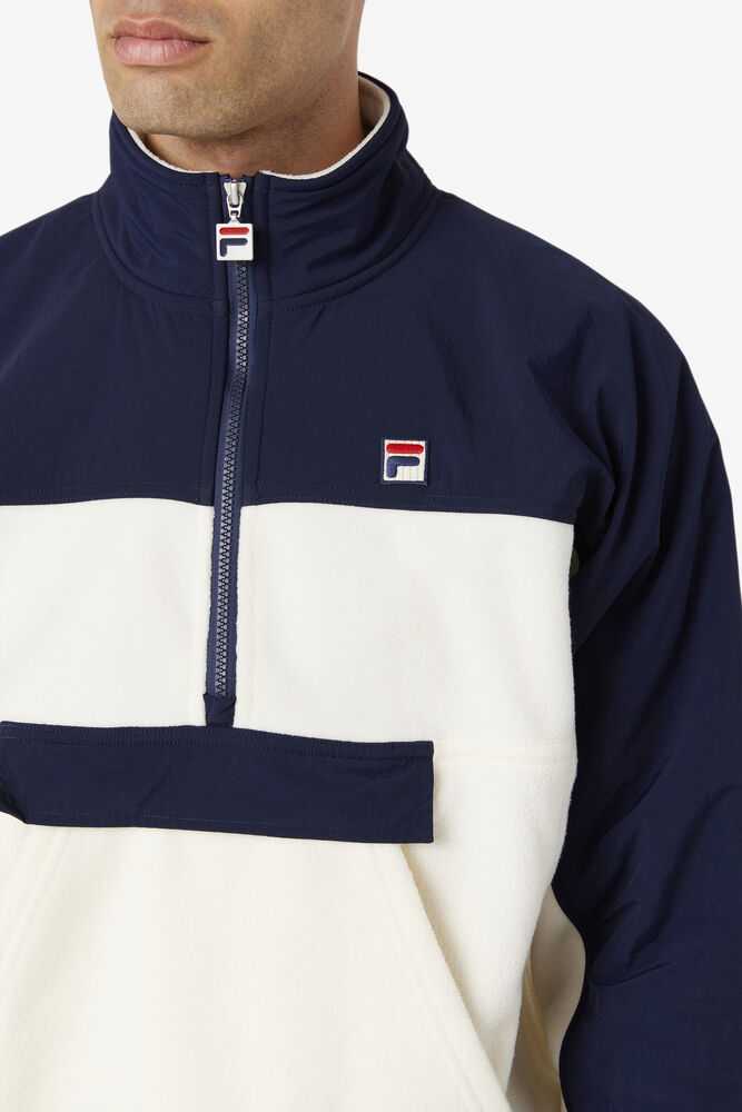 White Navy Men's FILA Erick Pullover | USA-187406