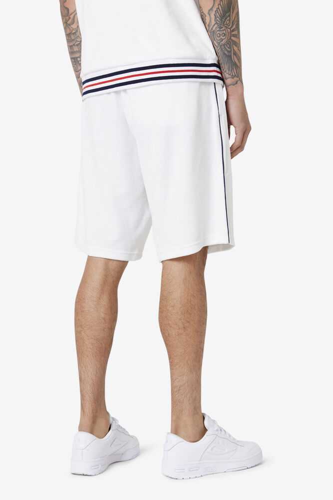 White Navy Men's FILA Estudio Velour Shorts | USA-085742