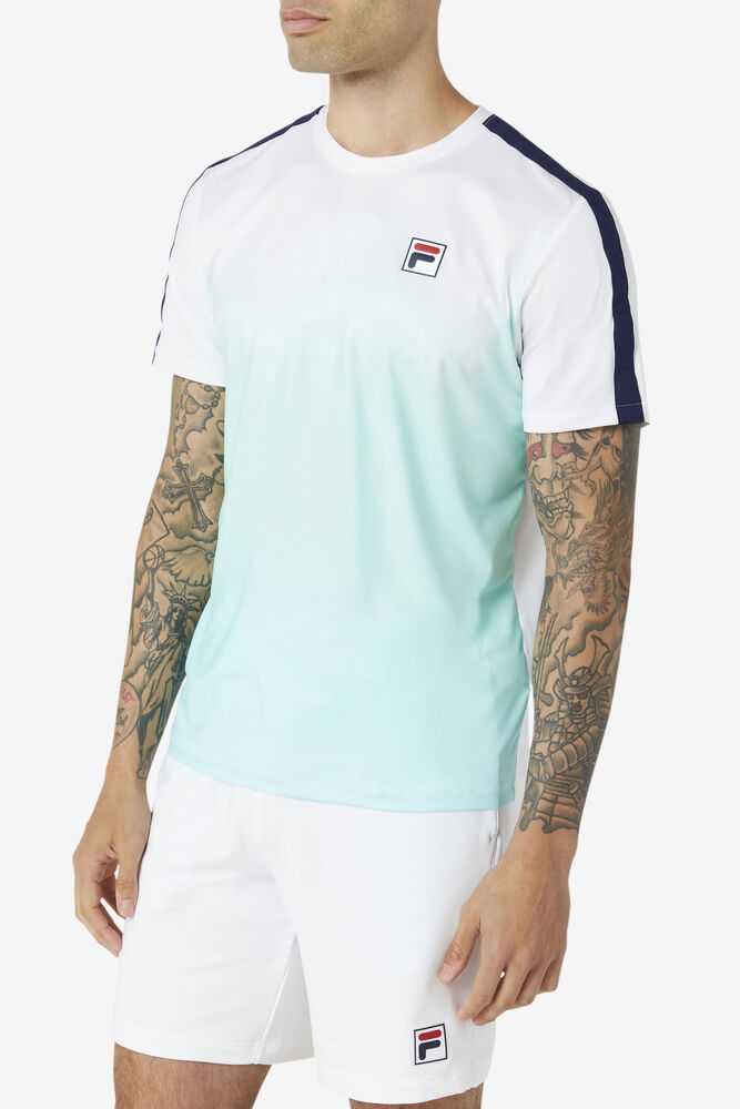 White Navy Men's FILA Legends Ombre Tennis Polo | USA-16049