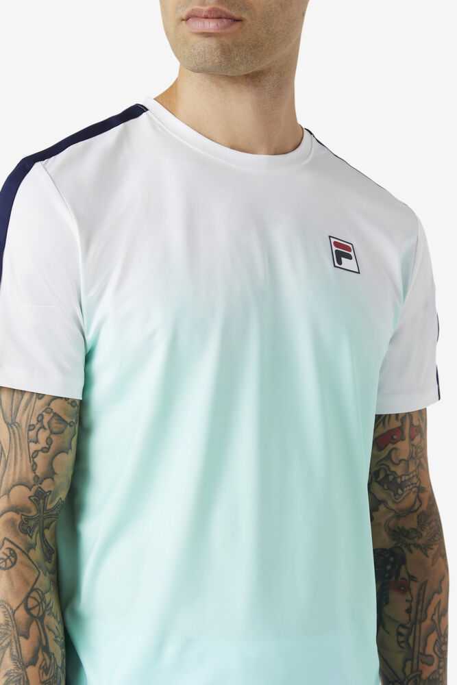 White Navy Men's FILA Legends Ombre Tennis Polo | USA-16049