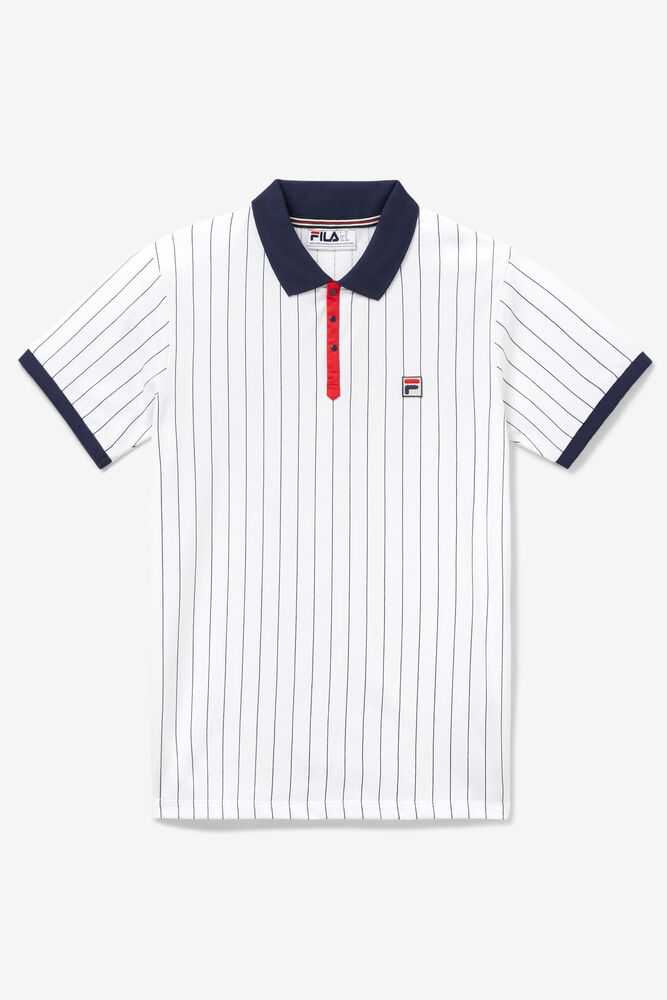 White Navy Red Men\'s FILA Bb1 Polo Shirts | USA-395670