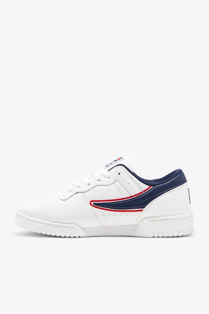 White Navy Red Men's FILA Original Fitness Sneakers | USA-601285