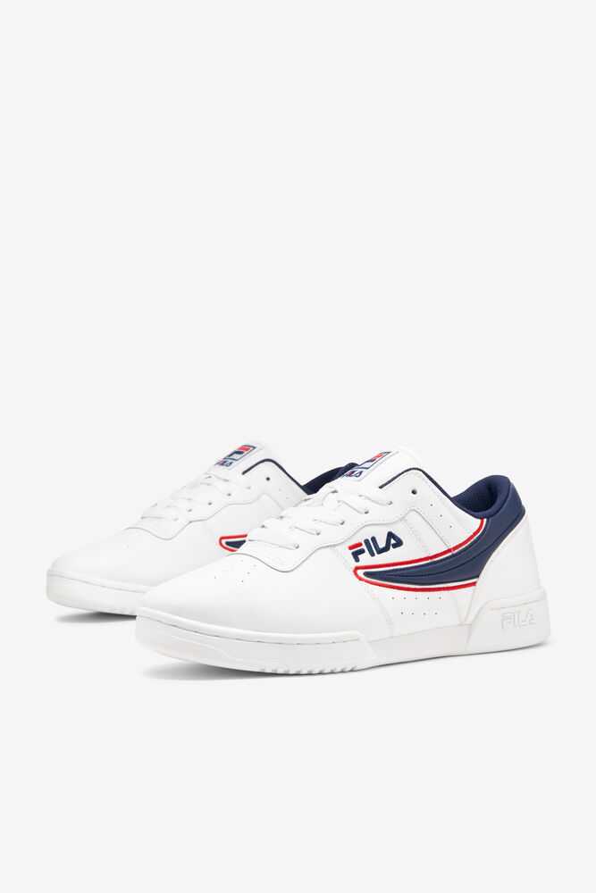 White Navy Red Men's FILA Original Fitness Sneakers | USA-601285