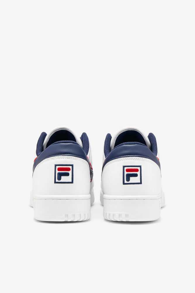 White Navy Red Men's FILA Original Fitness Sneakers | USA-601285