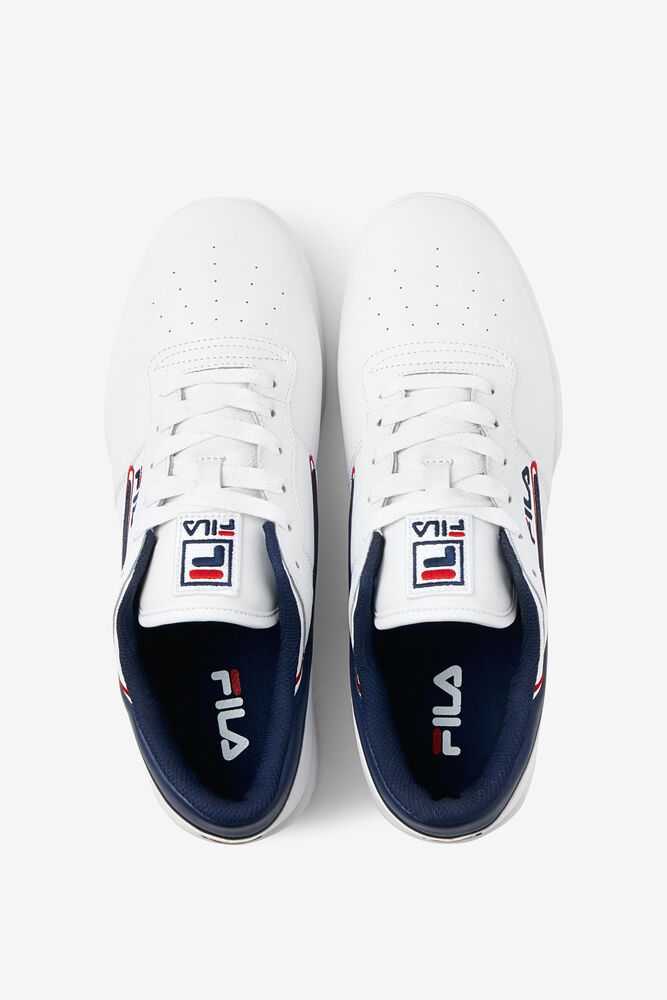 White Navy Red Men's FILA Original Fitness Sneakers | USA-601285