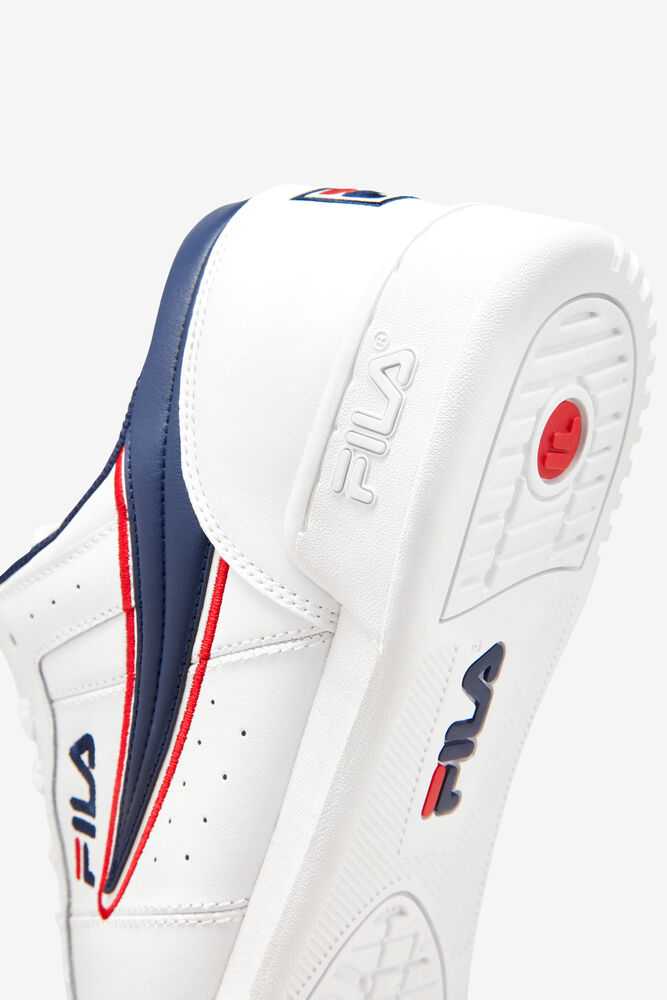 White Navy Red Men's FILA Original Fitness Sneakers | USA-601285