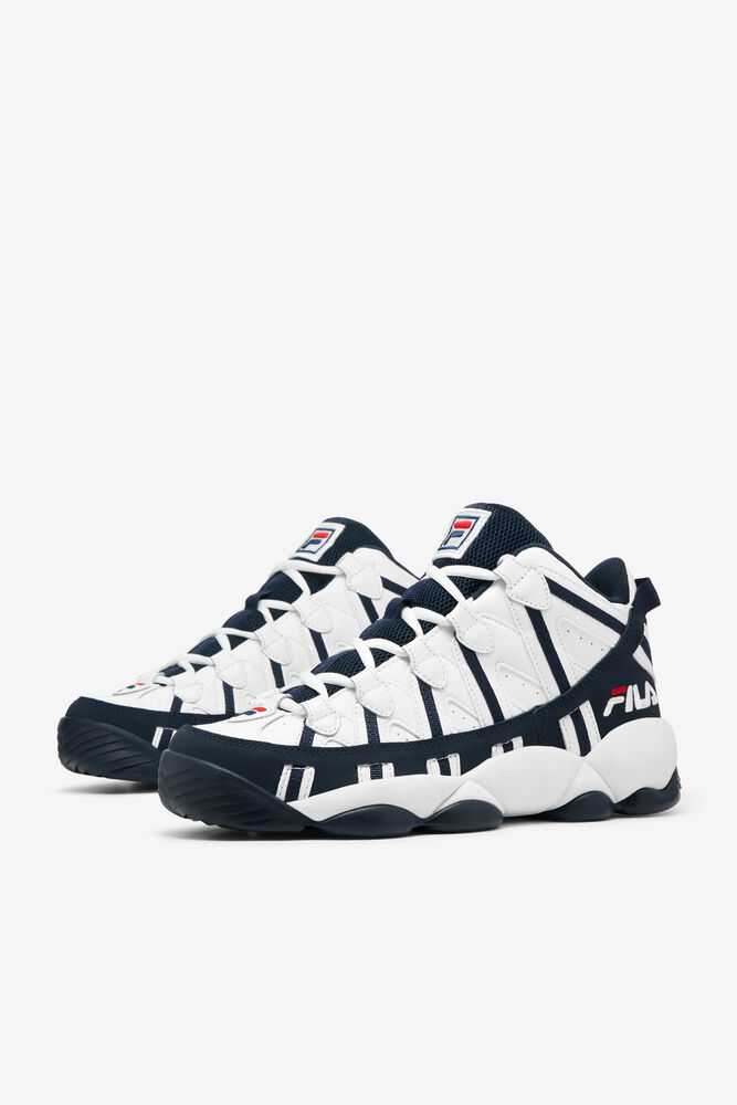 White Navy Red Men's FILA Stackhouse Spaghetti Sneakers | USA-074152