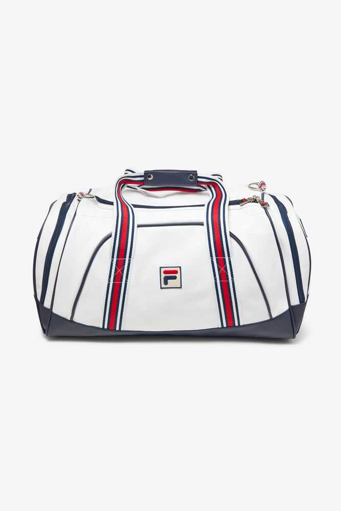 White Navy Red Men\'s FILA Striker Duffle Bags | USA-16122