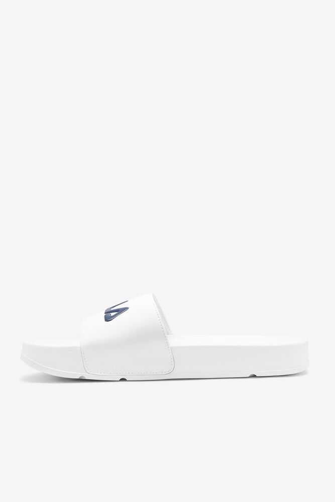 White Navy Red Women's FILA Drifter Flip Flops | USA-15099