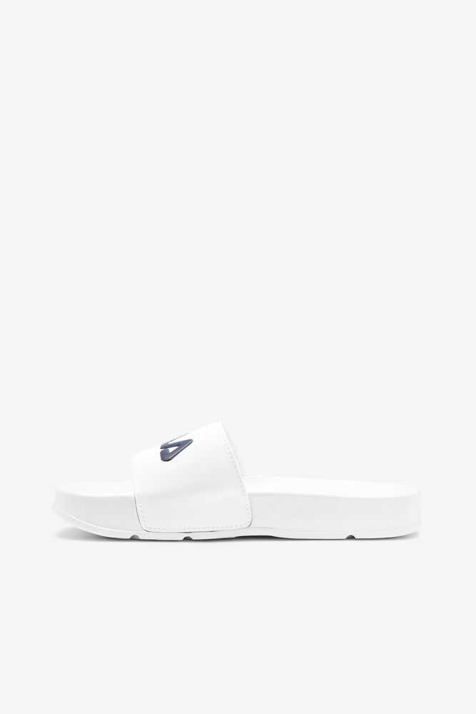 White Navy Red Women's FILA Drifter Flip Flops | USA-15759