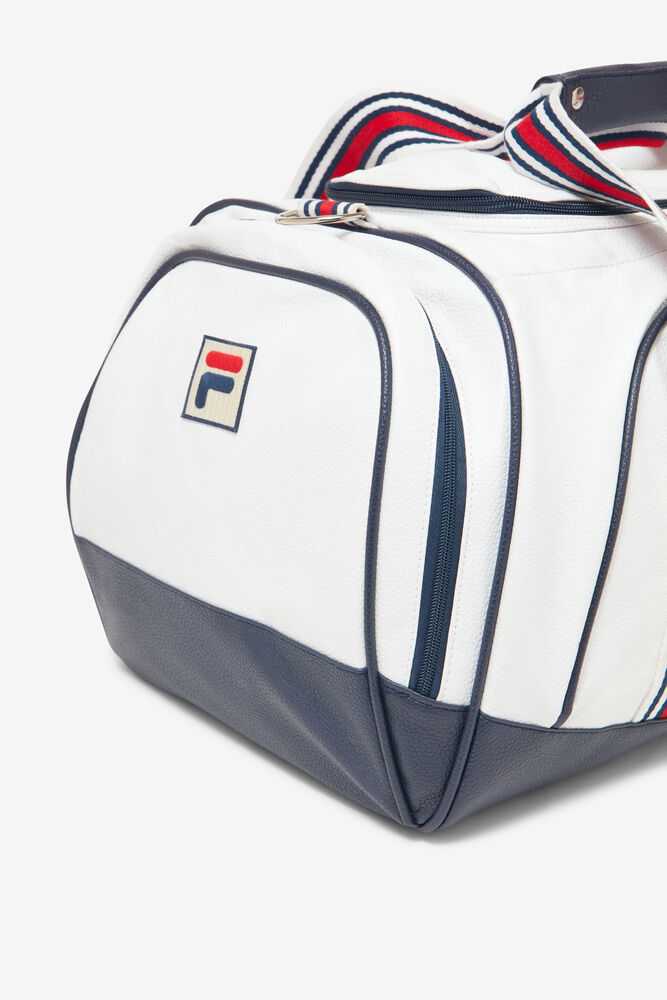 White Navy Red Women's FILA Striker Duffle Bags | USA-15092