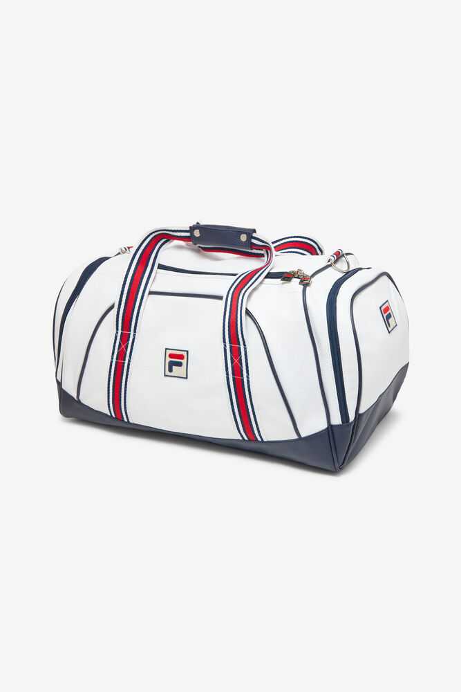 White Navy Red Women's FILA Striker Duffle Bags | USA-15092