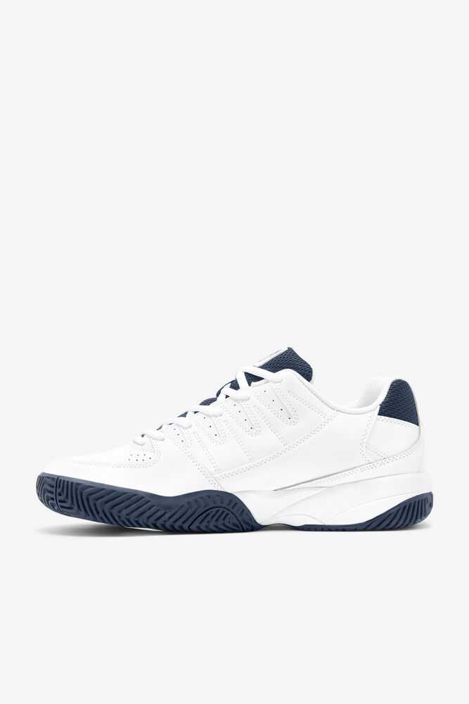 White Navy White Men's FILA Double Bounce Pickleball Shoes | USA-16107