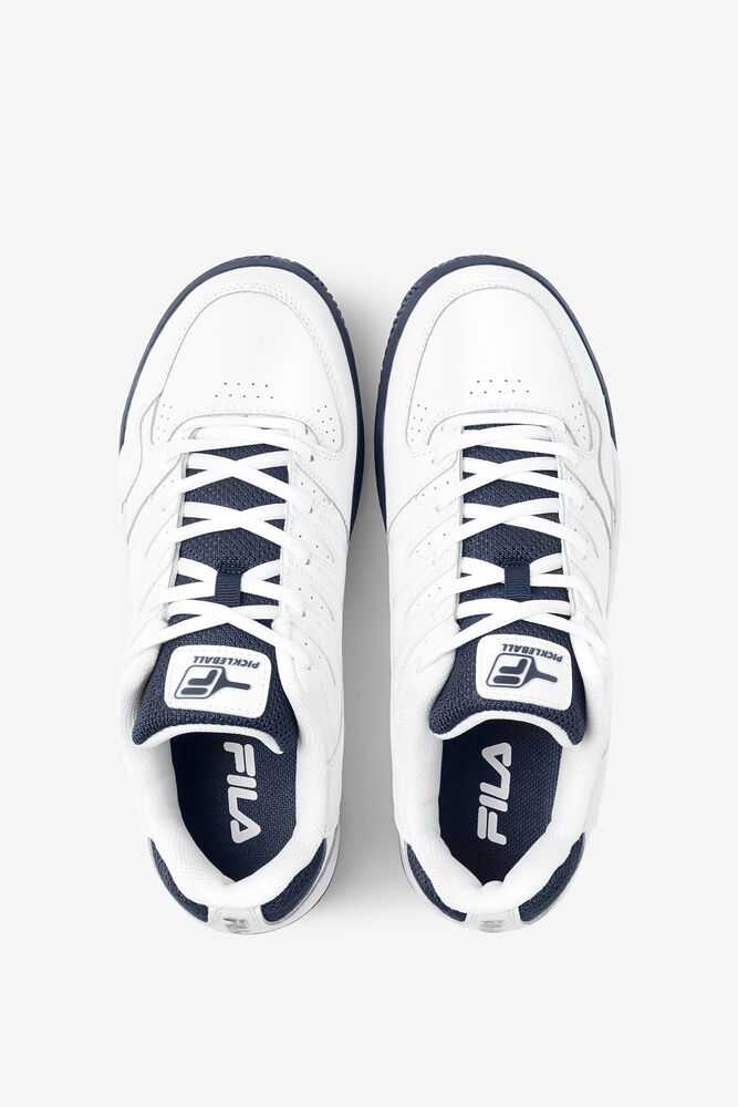 White Navy White Men's FILA Double Bounce Pickleball Shoes | USA-16107