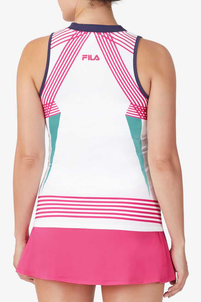 White Navy Women's FILA Baseline Tennis Tank Top | USA-15286