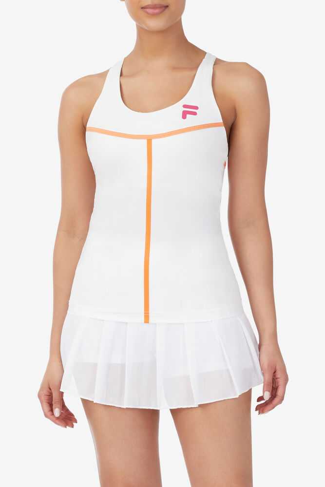 White Orange Navy Women's FILA Baseline Tennis Tank Top | USA-15290