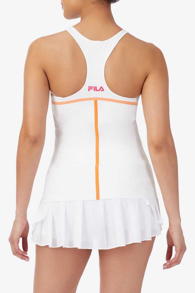 White Orange Navy Women's FILA Baseline Tennis Tank Top | USA-15290