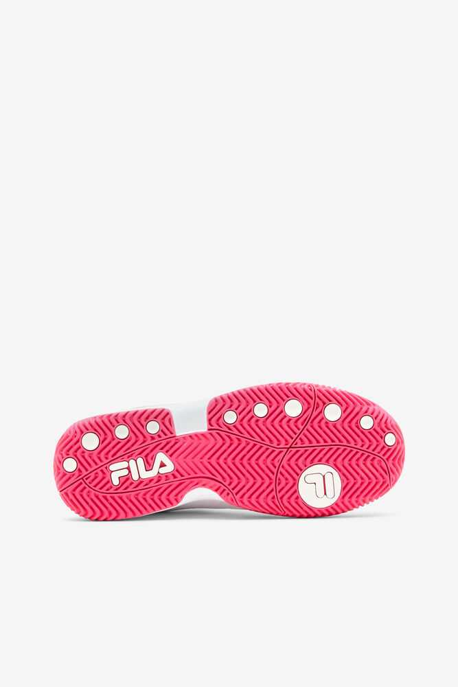 White Pink Metal Silver Women's FILA Double Bounce Pickleball Shoes | USA-15327