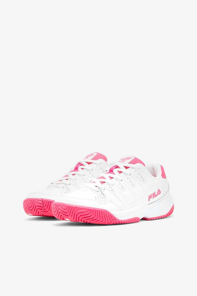 White Pink Metal Silver Women's FILA Double Bounce Pickleball Shoes | USA-15327