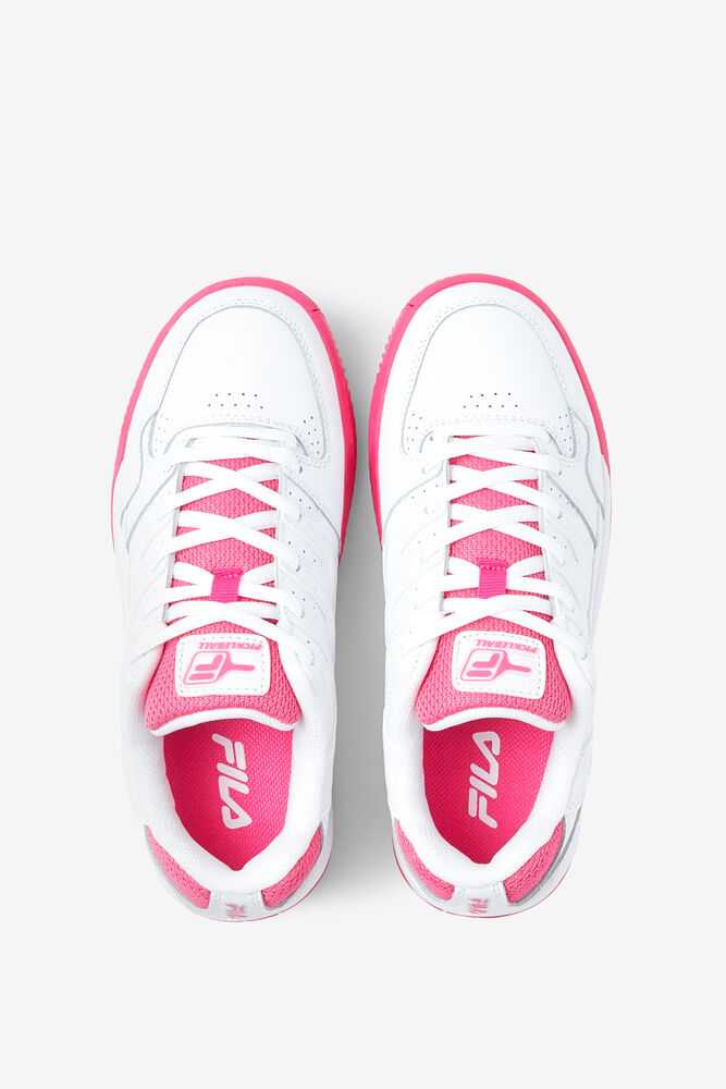 White Pink Metal Silver Women's FILA Double Bounce Pickleball Shoes | USA-15327