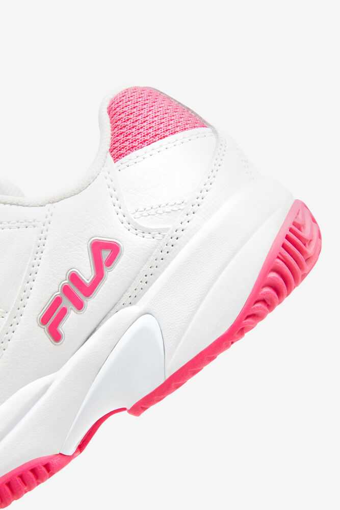 White Pink Metal Silver Women's FILA Double Bounce Pickleball Shoes | USA-15327