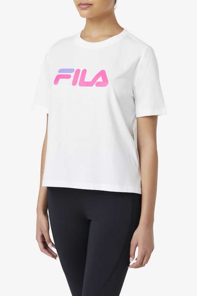 White Pink Purple Women's FILA Miss Eagle T-shirts | USA-15734