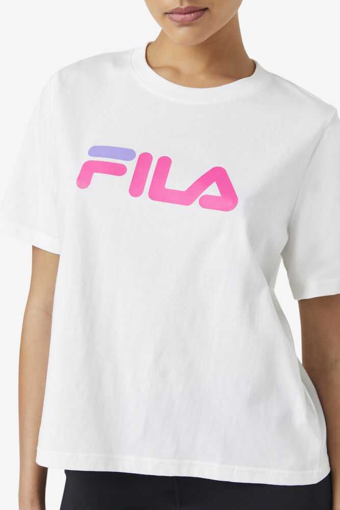 White Pink Purple Women's FILA Miss Eagle T-shirts | USA-15734