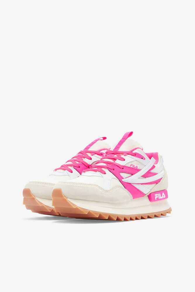 White Pink White Women's FILA Sandenal Sneakers | USA-15789