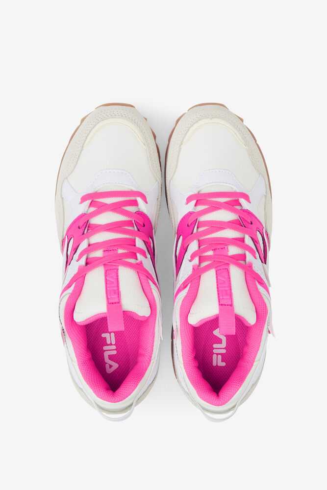 White Pink White Women's FILA Sandenal Sneakers | USA-15789