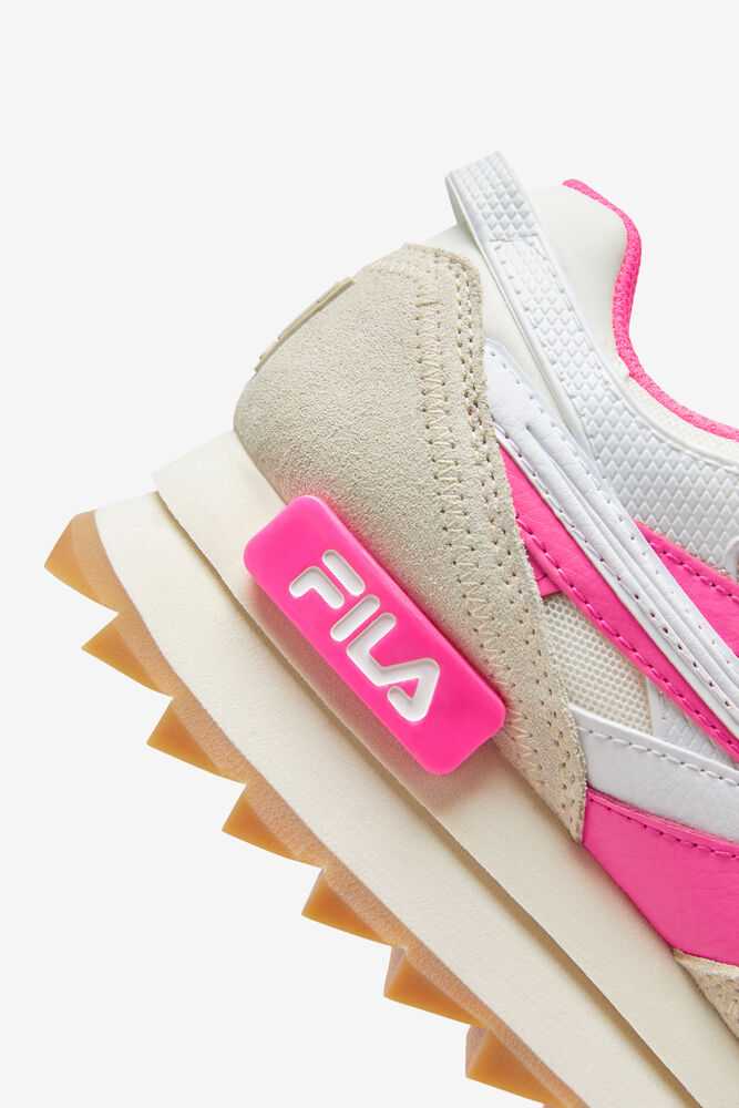 White Pink White Women's FILA Sandenal Sneakers | USA-15789