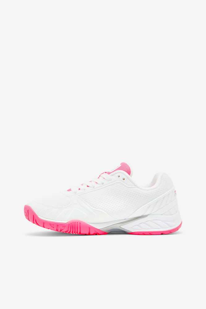 White Pink White Women's FILA Volley Zone Pickleball Shoes | USA-15324