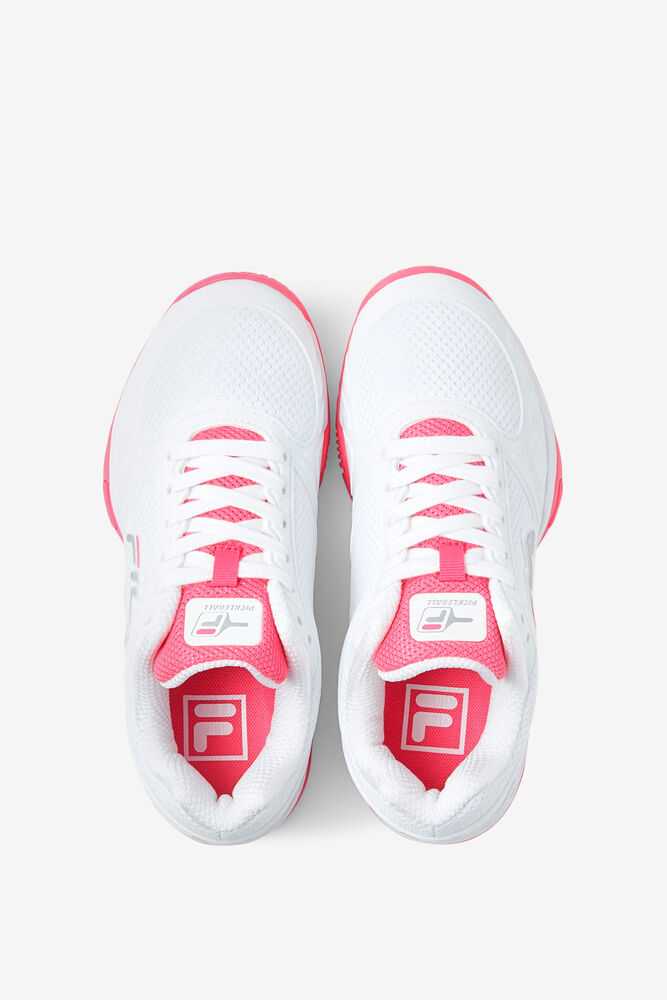 White Pink White Women's FILA Volley Zone Pickleball Shoes | USA-15324