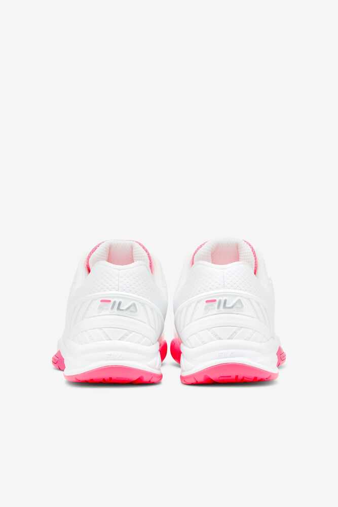 White Pink White Women's FILA Volley Zone Pickleball Shoes | USA-15324