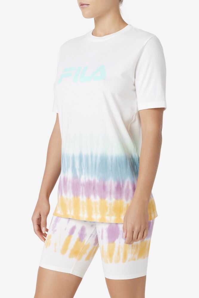 White Women's FILA Alivia T-shirts | USA-15751