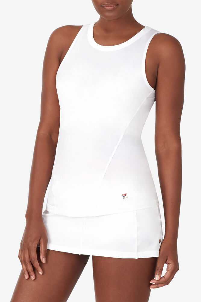 White Women's FILA Baseline Tennis Tank Top | USA-15276