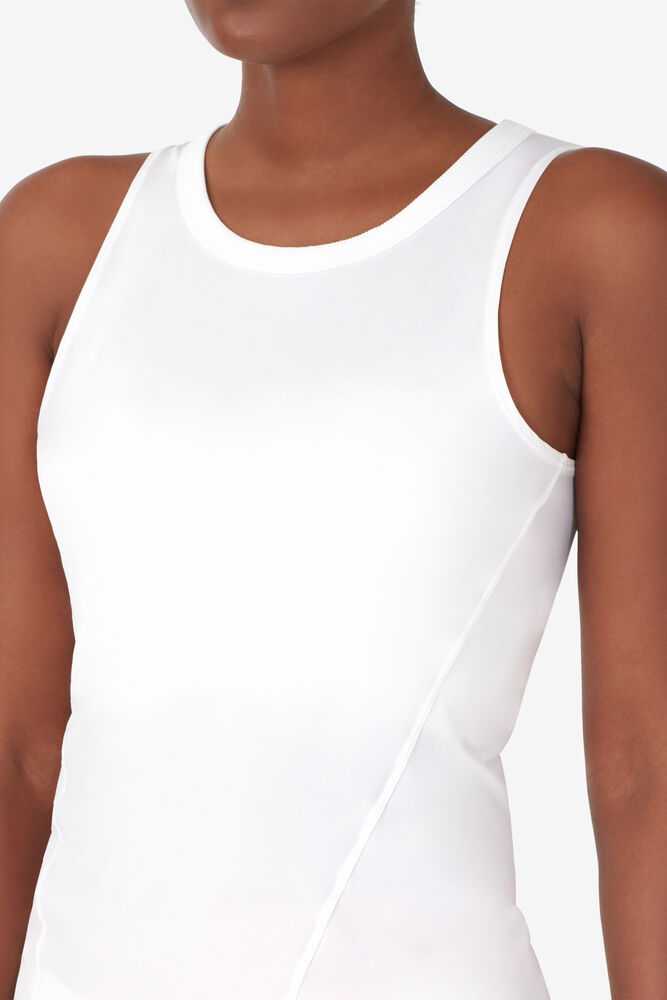 White Women's FILA Baseline Tennis Tank Top | USA-15276