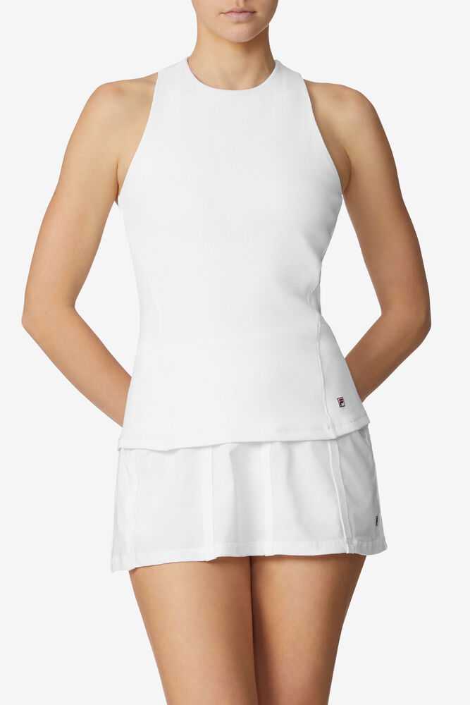 White Women's FILA Baseline Tennis Tank Top | USA-15282