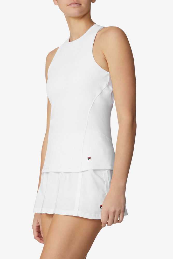 White Women's FILA Baseline Tennis Tank Top | USA-15282