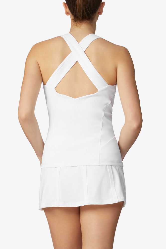 White Women's FILA Baseline Tennis Tank Top | USA-15282