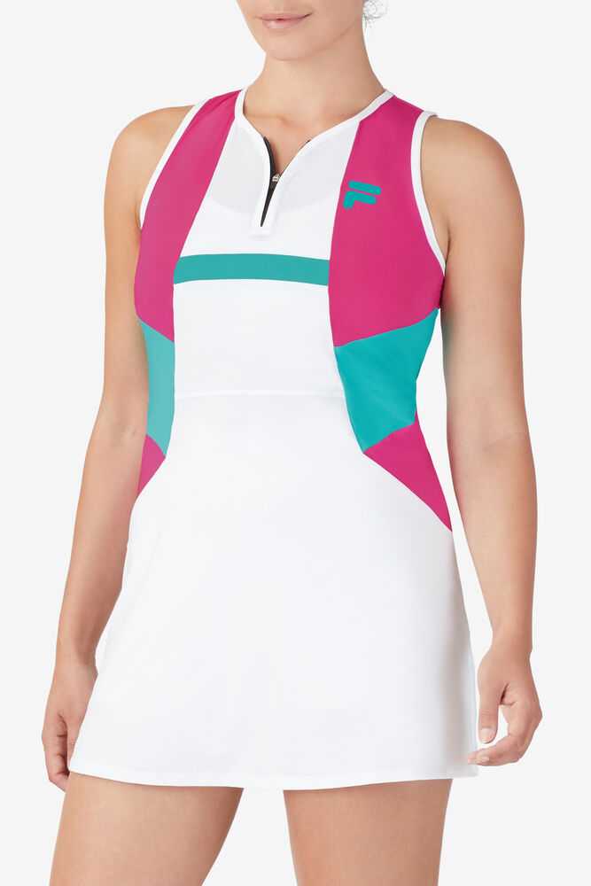 White Women's FILA Bevans Tennis Dress | USA-15218